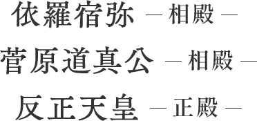 反正天皇｛正殿｝菅原道真公（相殿）依羅宿弥（相殿）